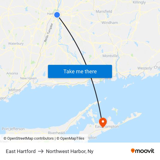 East Hartford to Northwest Harbor, Ny map