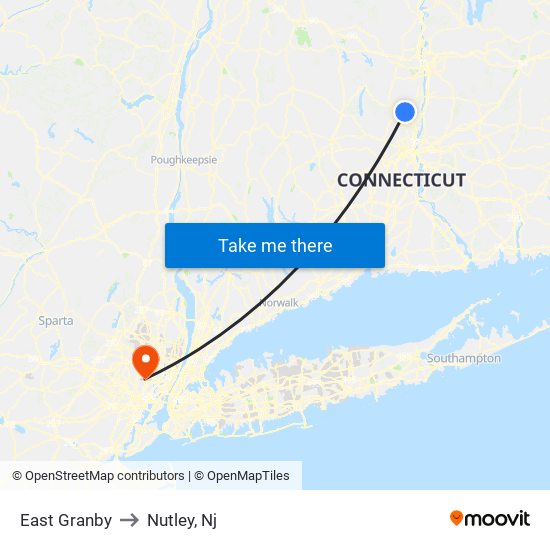 East Granby to Nutley, Nj map