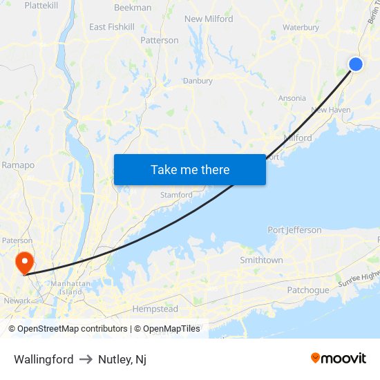 Wallingford to Nutley, Nj map