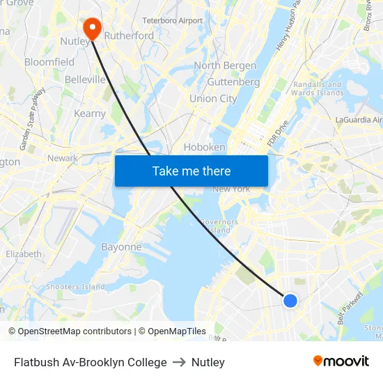 Flatbush Av-Brooklyn College to Nutley map
