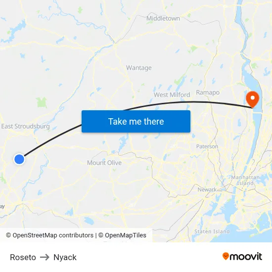 Roseto to Nyack map