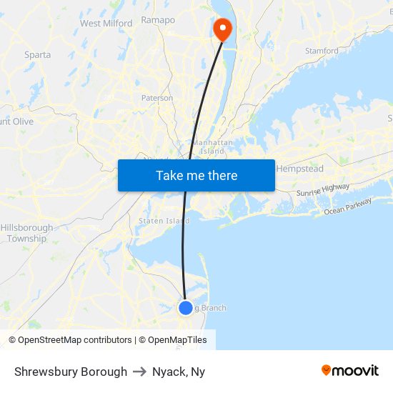 Shrewsbury Borough to Nyack, Ny map