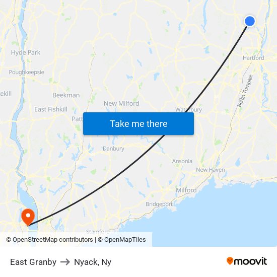 East Granby to Nyack, Ny map