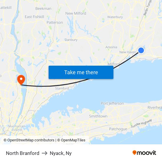 North Branford to Nyack, Ny map