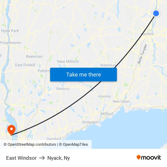 East Windsor to Nyack, Ny map