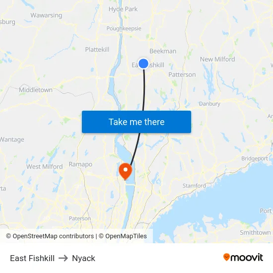 East Fishkill to Nyack map