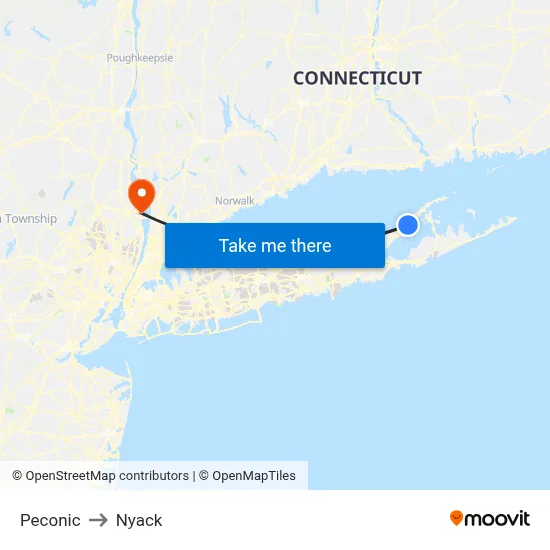 Peconic to Nyack map
