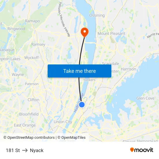 181 St to Nyack map