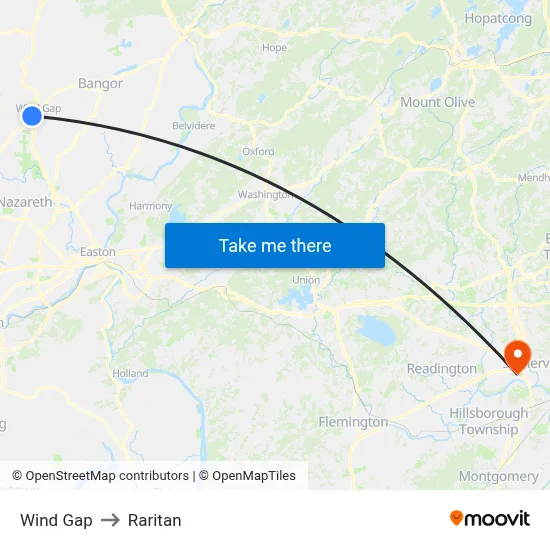 Wind Gap to Raritan map