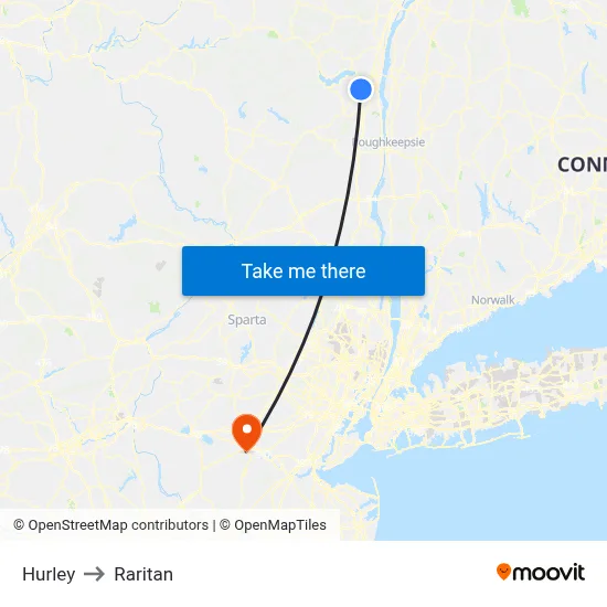 Hurley to Raritan map