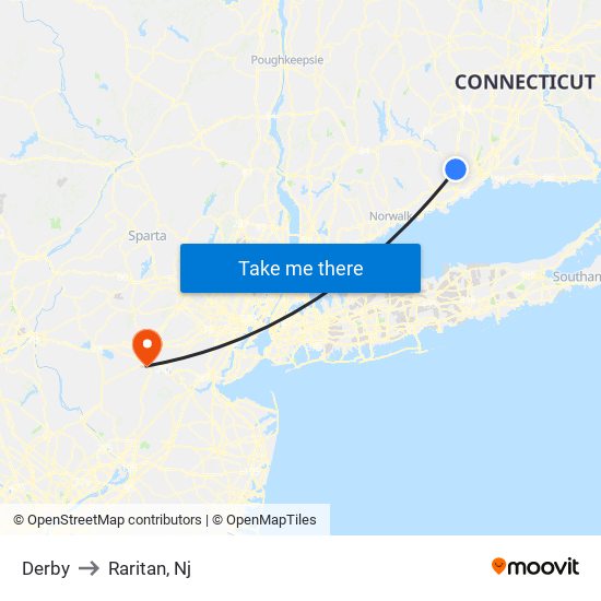 Derby to Raritan, Nj map