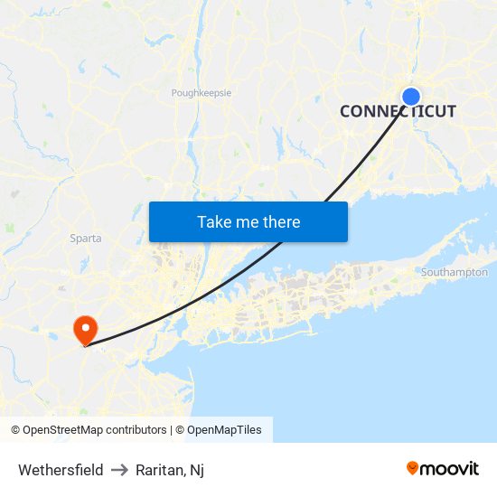 Wethersfield to Raritan, Nj map