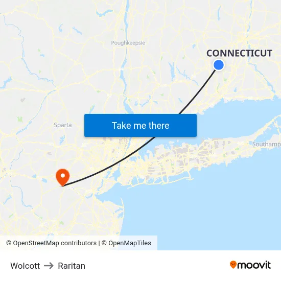 Wolcott to Raritan map