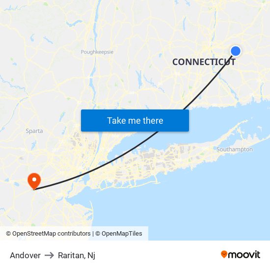 Andover to Raritan, Nj map