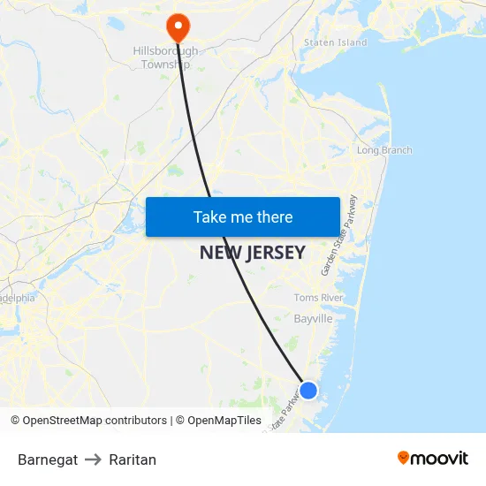 Barnegat to Raritan map