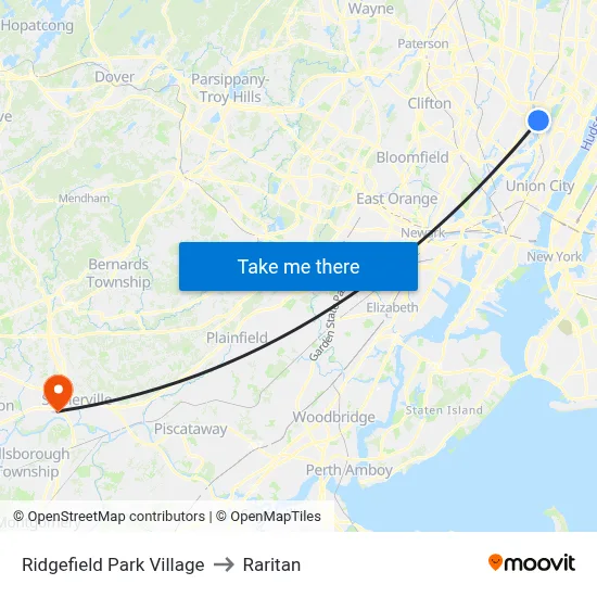 Ridgefield Park Village to Raritan map