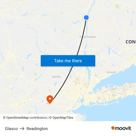 Glasco to Readington map