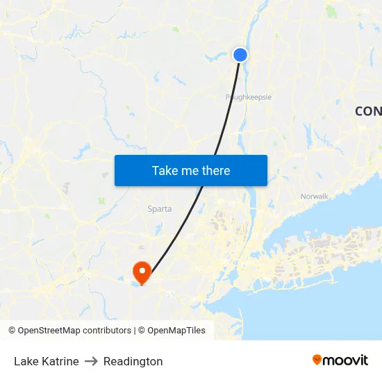 Lake Katrine to Readington map