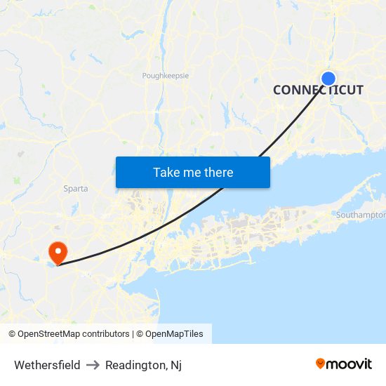 Wethersfield to Readington, Nj map