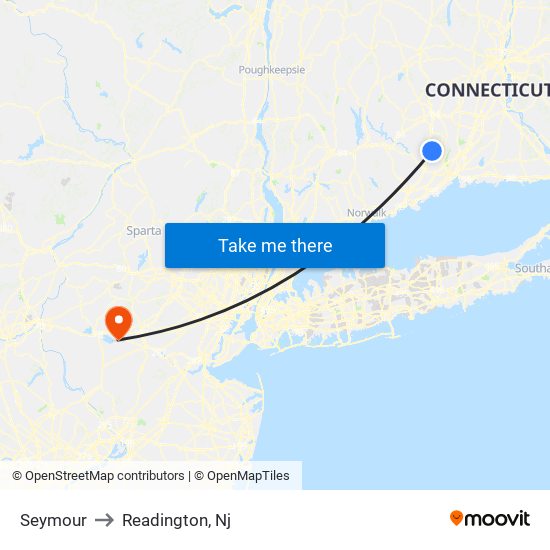 Seymour to Readington, Nj map