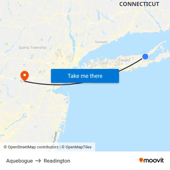 Aquebogue to Readington map