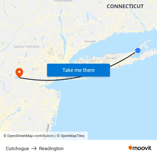 Cutchogue to Readington map