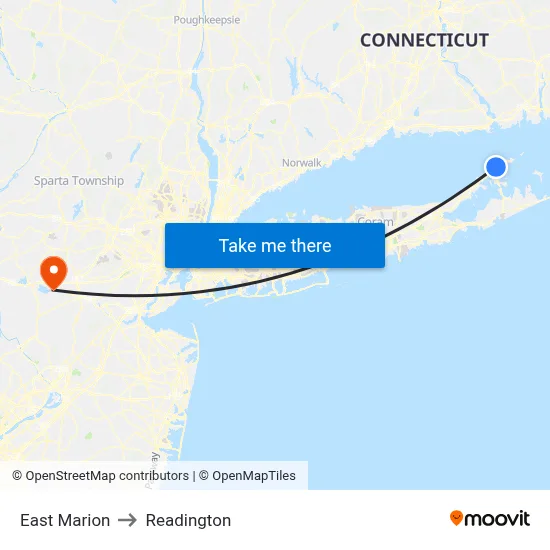 East Marion to Readington map
