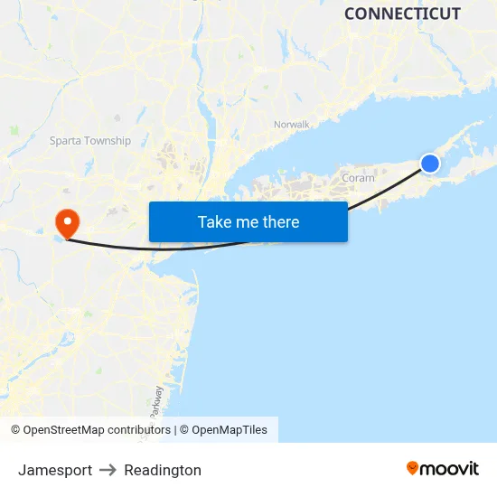 Jamesport to Readington map