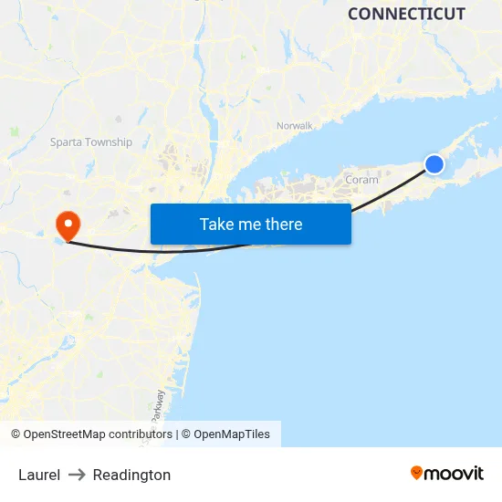 Laurel to Readington map