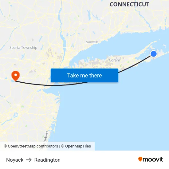 Noyack to Readington map