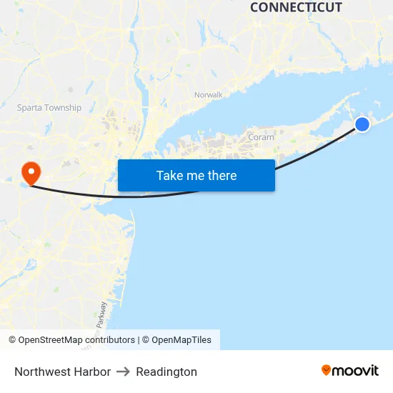 Northwest Harbor to Readington map