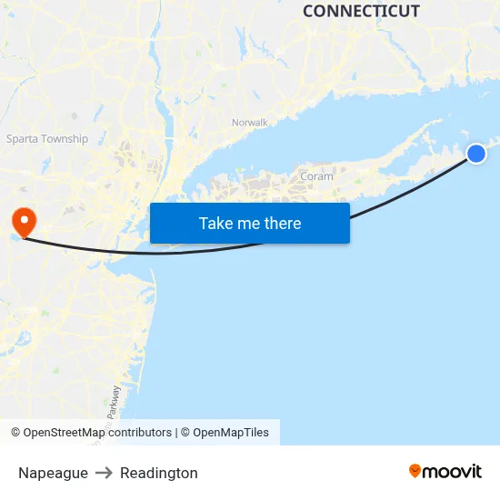 Napeague to Readington map