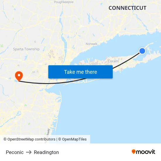 Peconic to Readington map