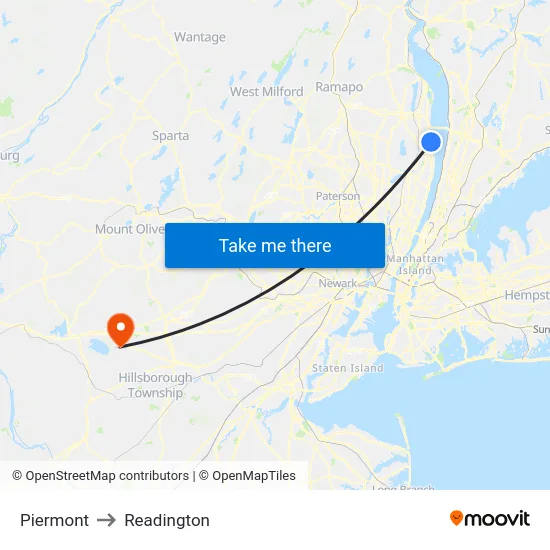 Piermont to Readington map