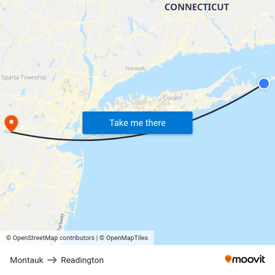 Montauk to Readington map
