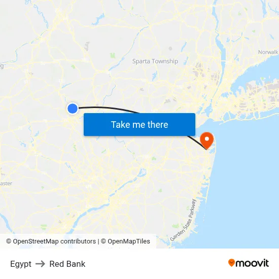 Egypt to Red Bank map
