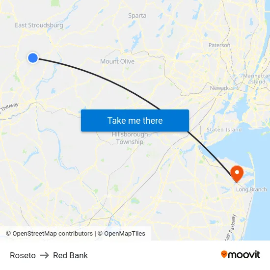 Roseto to Red Bank map