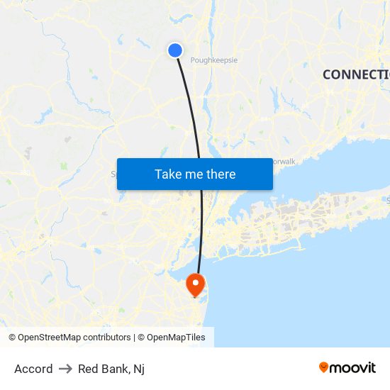 Accord to Red Bank, Nj map