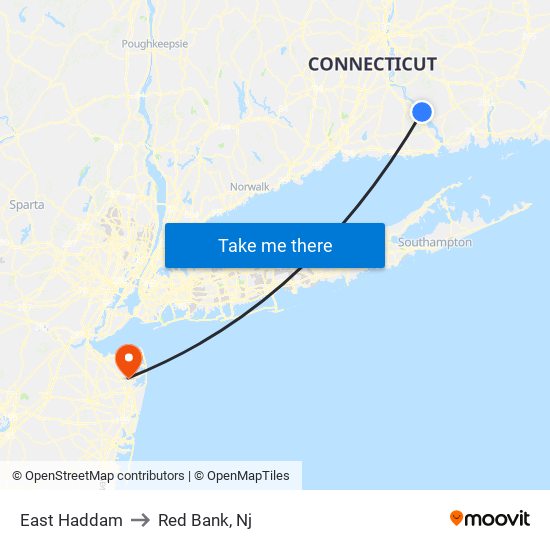 East Haddam to Red Bank, Nj map