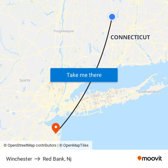 Winchester to Red Bank, Nj map