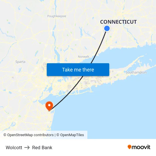 Wolcott to Red Bank map