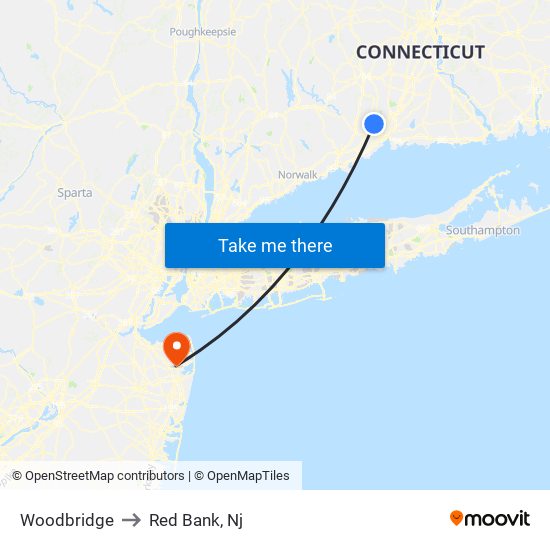 Woodbridge to Red Bank, Nj map