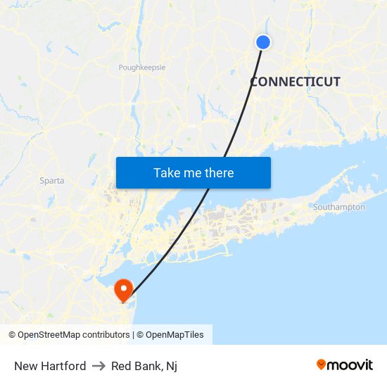 New Hartford to Red Bank, Nj map