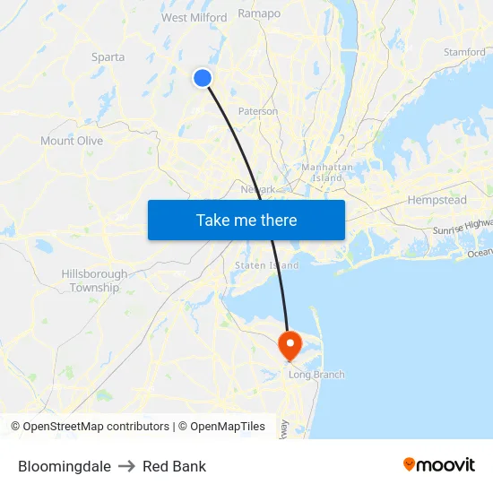 Bloomingdale to Red Bank map