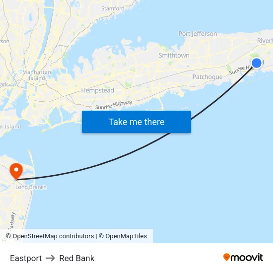Eastport to Red Bank map