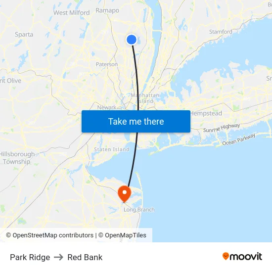 Park Ridge to Red Bank map