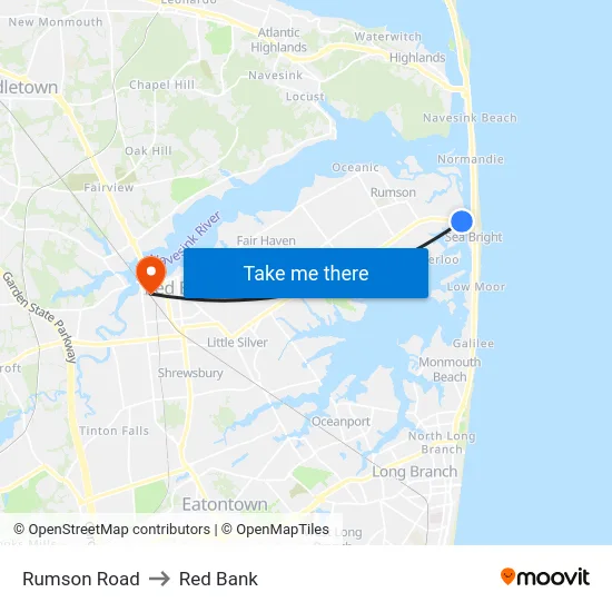 Rumson Road to Red Bank map