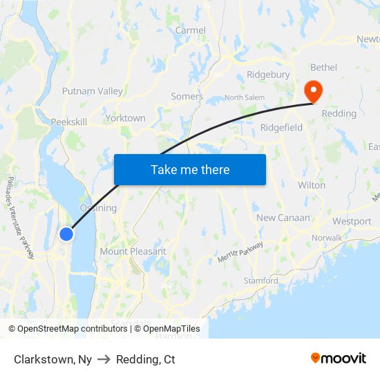 Clarkstown, Ny to Redding, Ct map