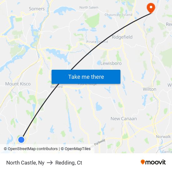 North Castle, Ny to Redding, Ct map