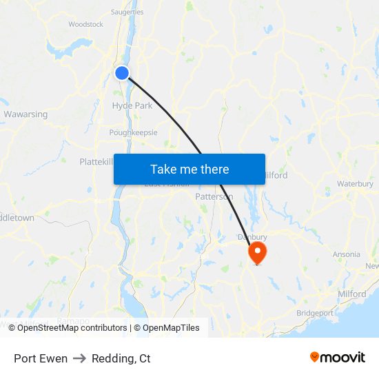 Port Ewen to Redding, Ct map